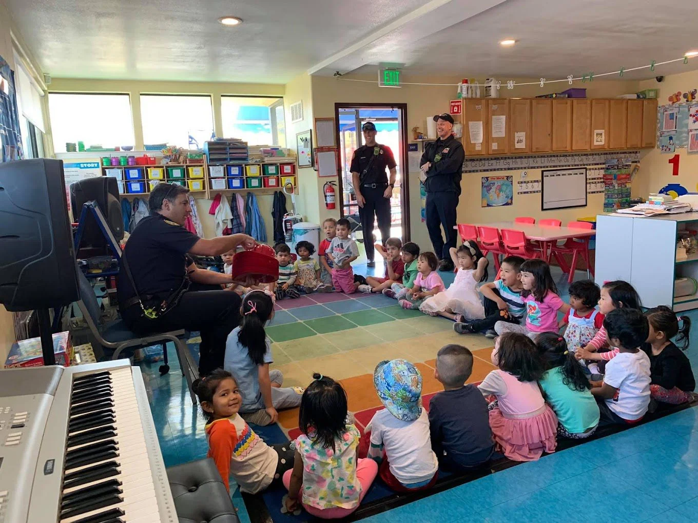 kids watching majic show at preschool